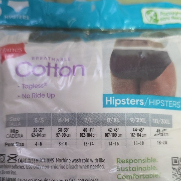 Hanes Cotton Tagless Hipsters 5-Pack - Picture 4 of 5